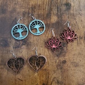 SET of WOODEN EARRINGS - (3)